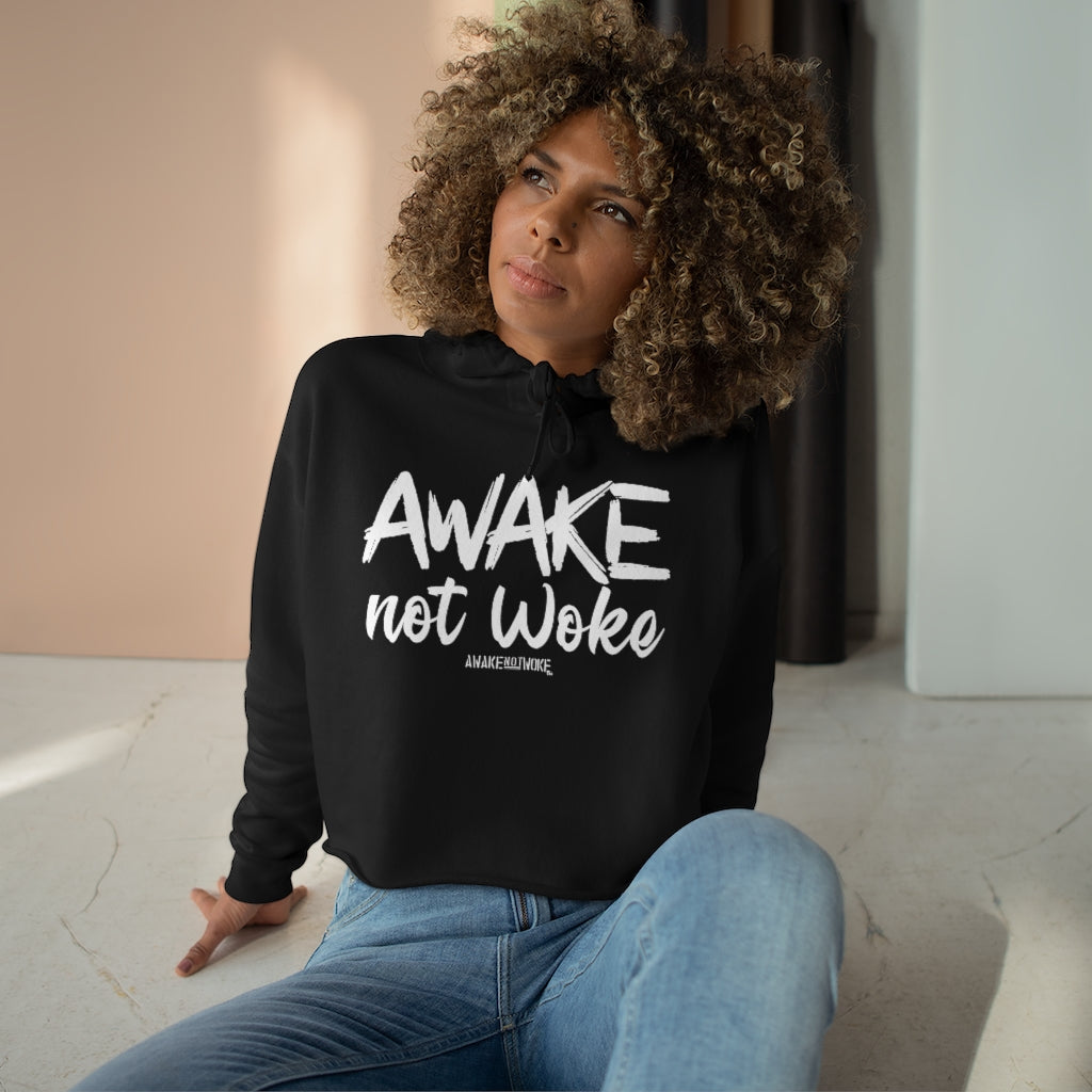 Womens Crop Hoodie Awake Not Woke