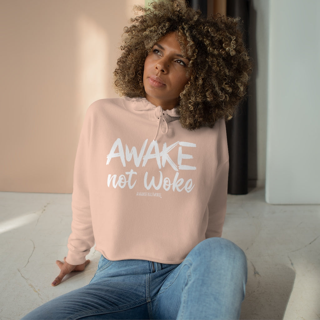 Womens Crop Hoodie Awake Not Woke