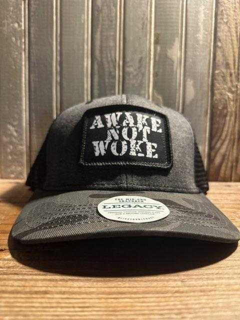 Awake Not Woke V2 Trucker Hat Grey/Camo